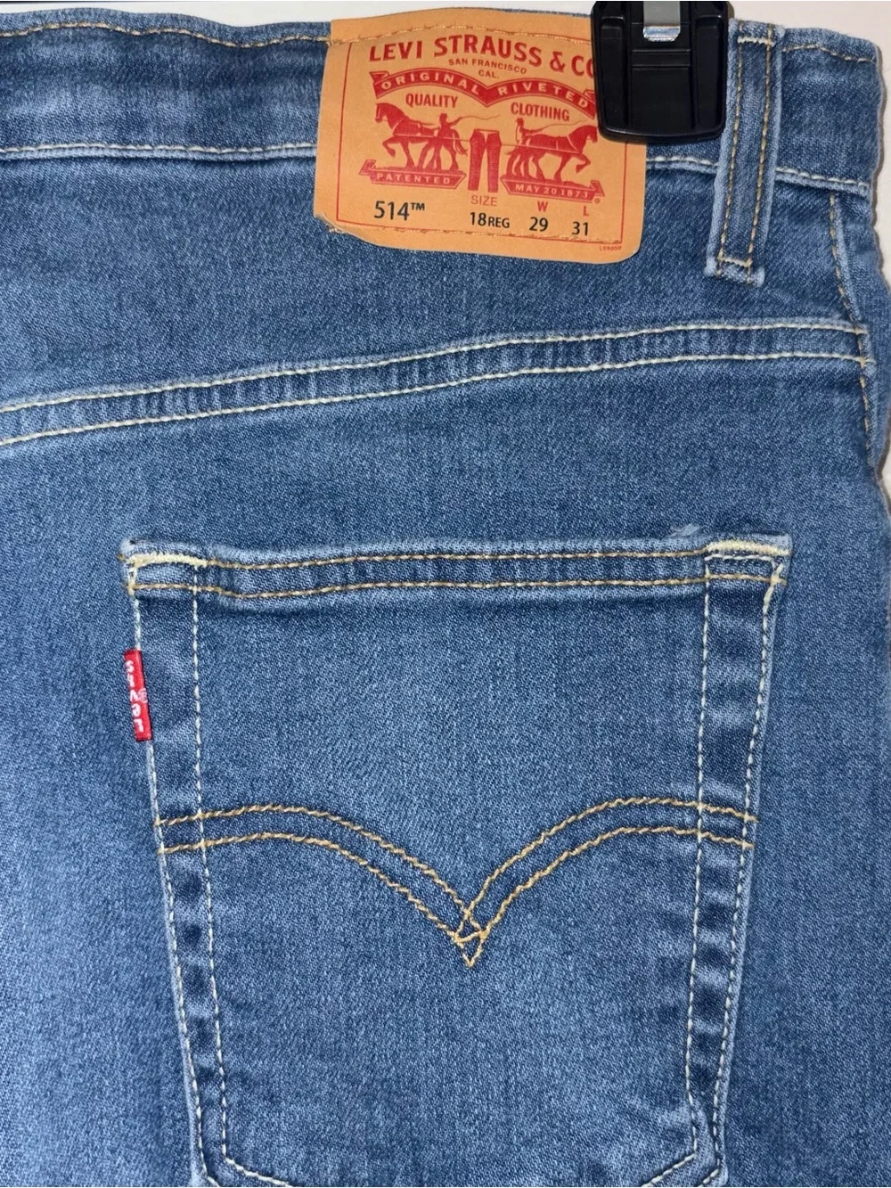Levi's Kids Medium Blue Straight Jeans with Red Waistband Accent